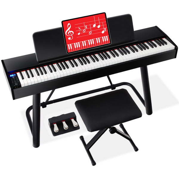 best choice 88-Key Weighted Full Size Digital Piano Set w/ U-Stand 3 Sustain Pedal Unit