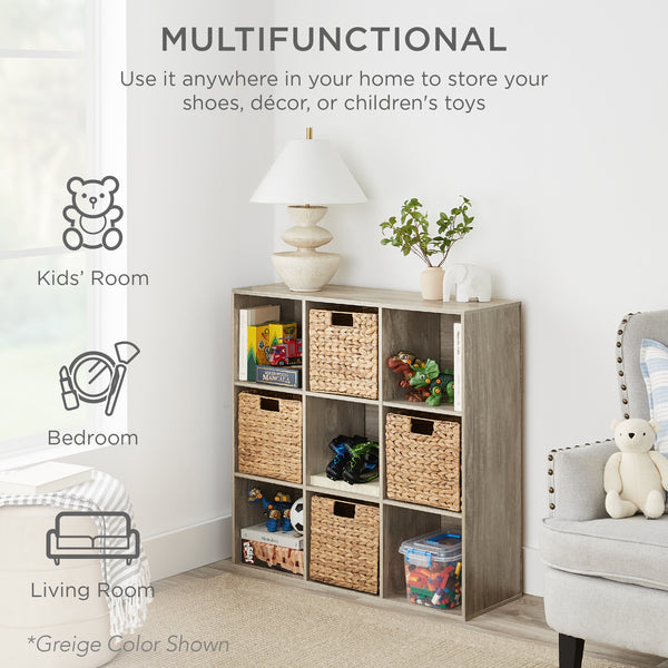 Best Choice 9-Cube Bookshelf 13.5in Storage Display W/ Removable Panels Customizable