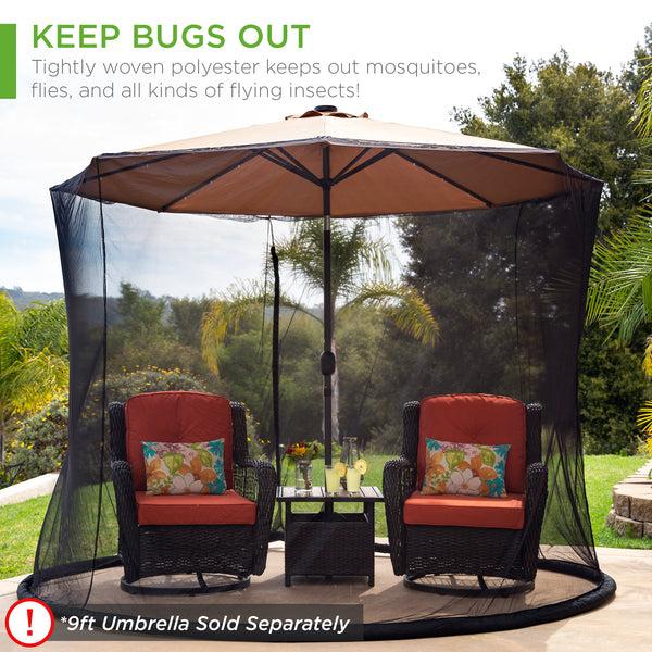 Best Choice Adjustable Bug Net Accessory For Patio Umbrella W/ Zippered Door - 9ft