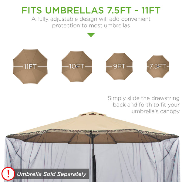 Best Choice Adjustable Bug Net Accessory For Patio Umbrella W/ Zippered Door - 9ft