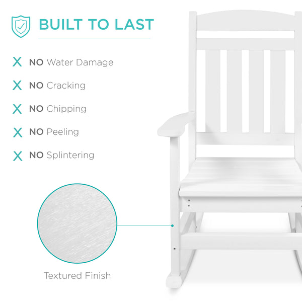 Best Choice All-Weather Indoor Outdoor Porch Rocking Chair W/ 300lb Weight Capacity