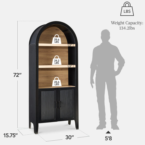 Best Choice Arched 5-Tier Storage Cabinet W/ Reeded Doors Adjustable Shelves - 72in