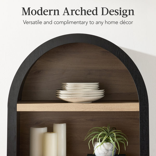 Best Choice Arched 5-Tier Storage Cabinet W/ Reeded Doors Adjustable Shelves - 72in