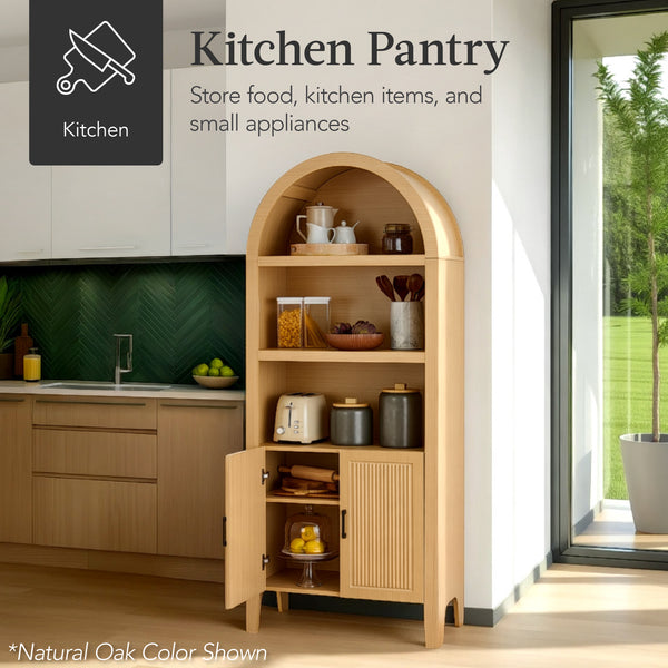 Best Choice Arched 5-Tier Storage Cabinet W/ Reeded Doors Adjustable Shelves - 72in