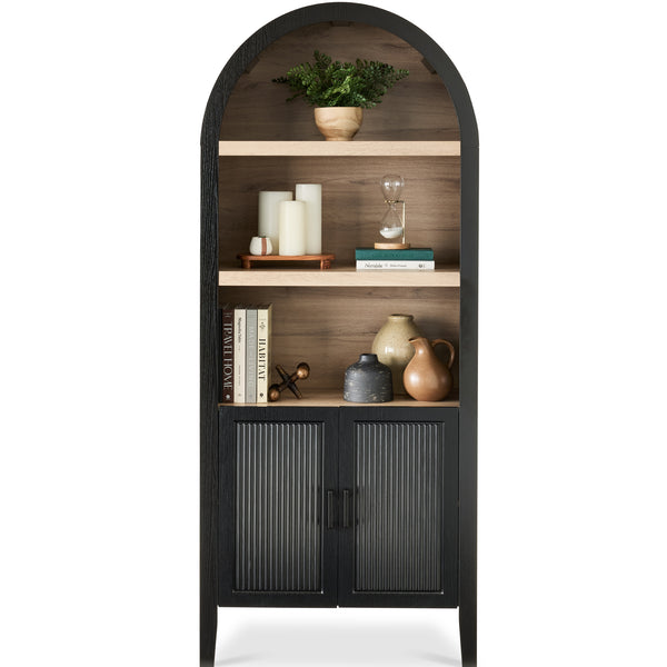 best choice Arched 5-Tier Storage Cabinet w/ Reeded Doors Adjustable Shelves - 72in