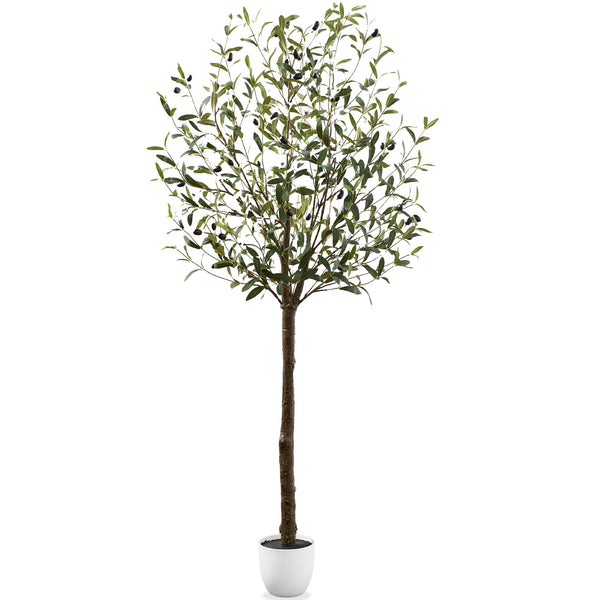 best choice Artificial Olive Tree Lifelike Faux Tree w/ White Pot Decorative Olives