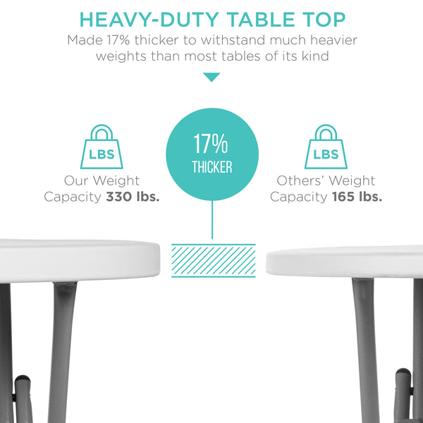 Best Choice Bar Height Folding Table Indoor Outdoor Accessory W/ Thick Table Top - 32in