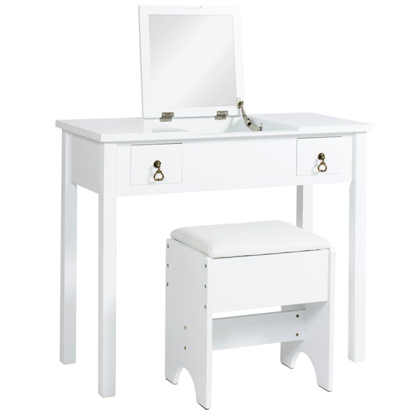 best choice Bathroom Vanity Table Set w/ Square Mirror Stool