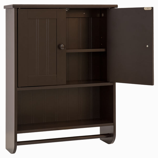 Best Choice Bathroom Wall Storage Organization Cabinet W/ Double Doors Towel Bar