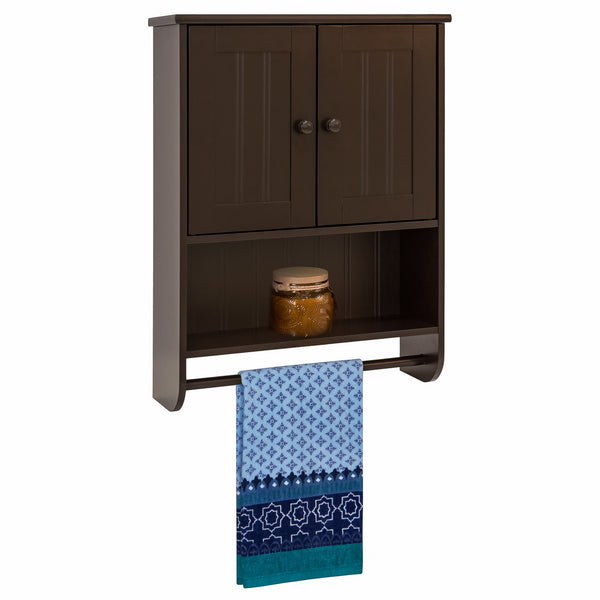 best choice Bathroom Wall Storage Organization Cabinet w/ Double Doors Towel Bar