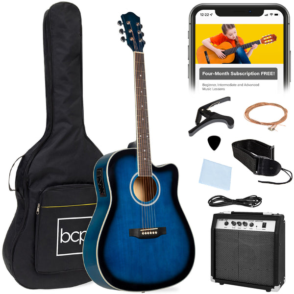 best choice Beginner Acoustic Electric Cutaway Guitar Set w/ Gig Bag Strap - 41in
