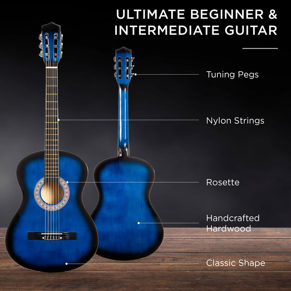 Best Choice Beginner Acoustic Guitar Set W/ Case Strap Extra Strings - 38in