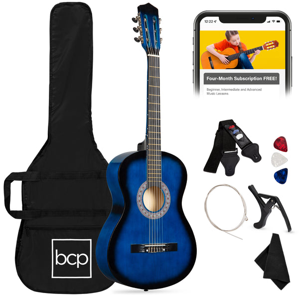 best choice Beginner Acoustic Guitar Set w/ Case Strap Extra Strings - 38in