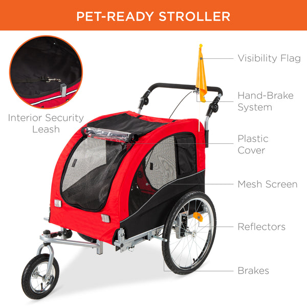 Best Choice 2-in-1 Pet Stroller And Bike Trailer