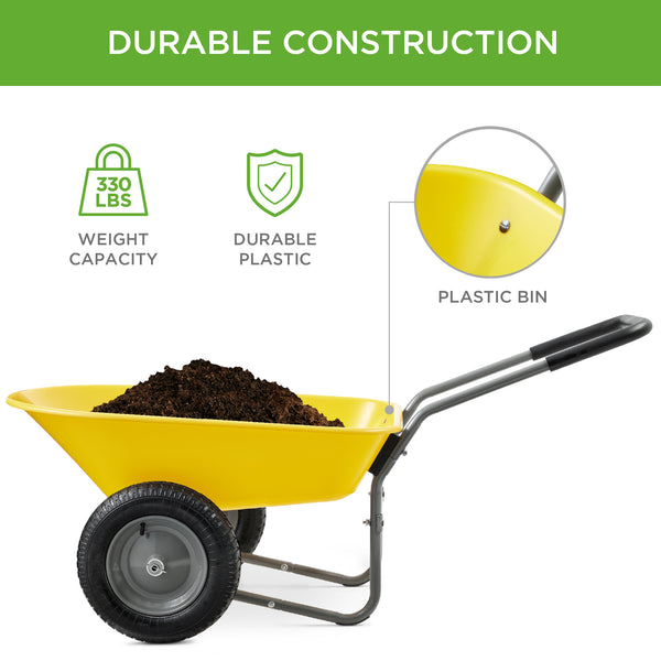 Best Choice Dual-Wheel Wheelbarrow Garden Cart