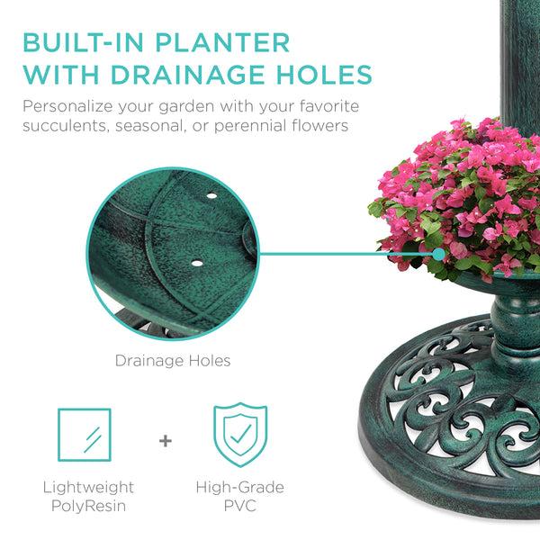 Best Choice Solar Lighted Bird Bath W/ Planter