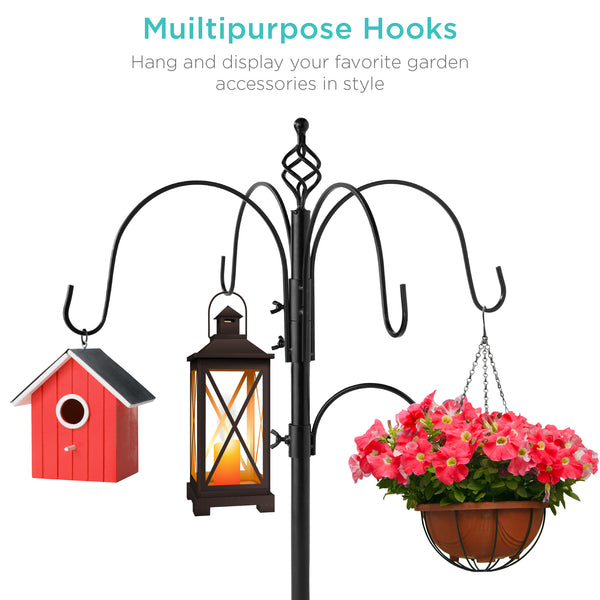 Best Choice Bird Feeding Station 6-Hook Steel Multi-Feeder Stand W/ 4 Feeders - 89in