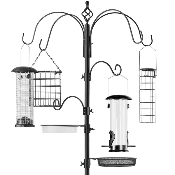 best choice Bird Feeding Station 6-Hook Steel Multi-Feeder Stand w/ 4 Feeders - 89in