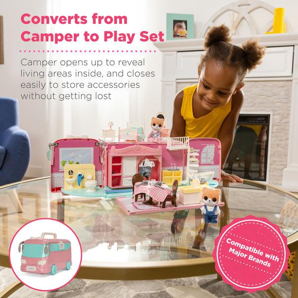Best Choice Camper Van Playset Pretend Play Dollhouse With Tiny Critters