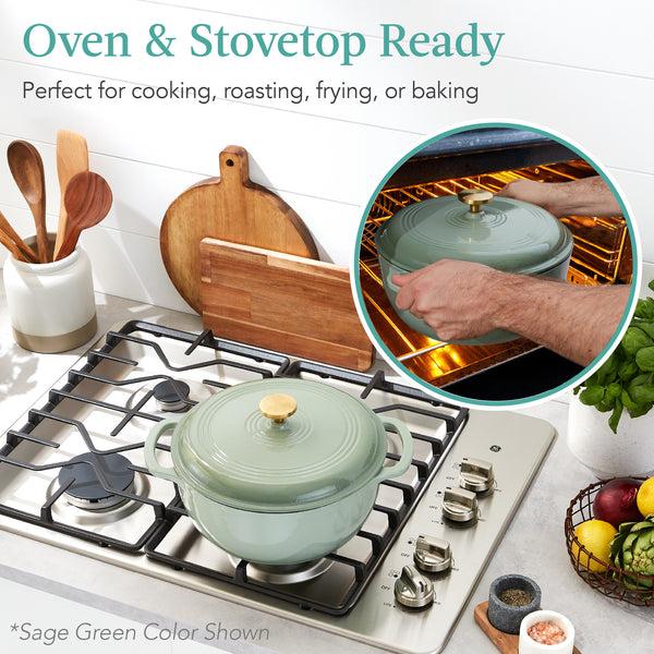 Best Choice Cast-Iron Dutch Oven Kitchen Cookware W/ Enamel Handles - 6qt