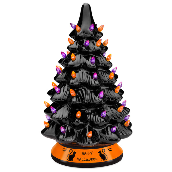 best choice Ceramic Halloween Tabletop Tree w/ Orange & Purple Bulb Lights - 15in
