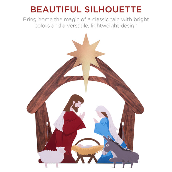 Best Choice Christmas Nativity Scene Yard Decoration W/ Water Resistant PVC - 4ft