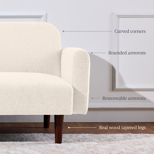 Best Choice Curved Convertible Futon Boucle Fabric Split-Back Sleeper Bed