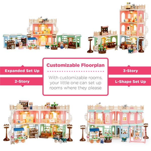 Best Choice Deluxe Cottage Dollhouse Mansion Pretend Toy Playset W/ Tiny Critters