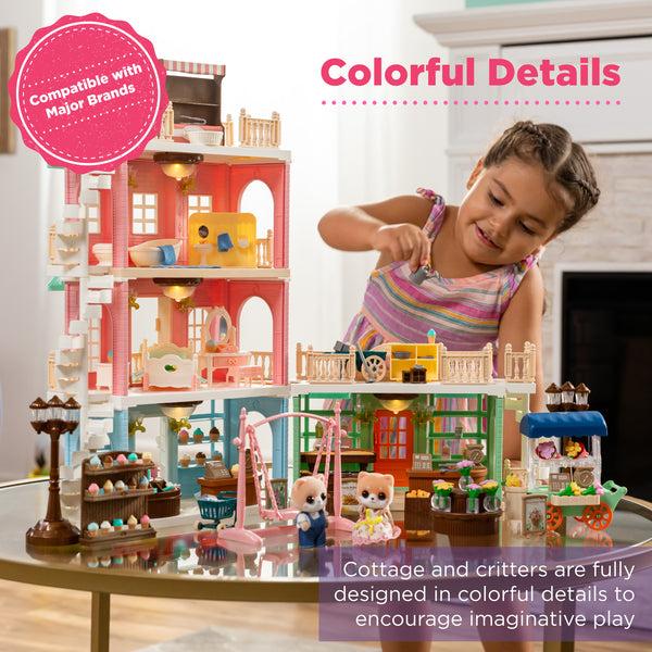 Best Choice Deluxe Cottage Dollhouse Mansion Pretend Toy Playset W/ Tiny Critters