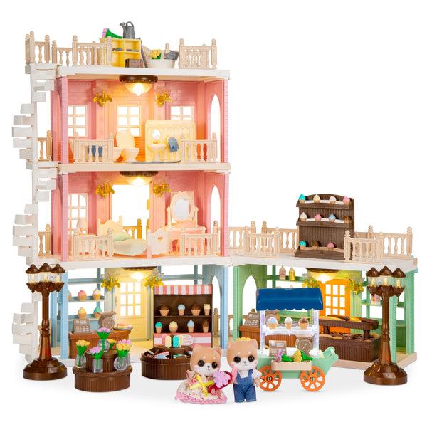 best choice Deluxe Cottage Dollhouse Mansion Pretend Toy Playset w/ Tiny Critters