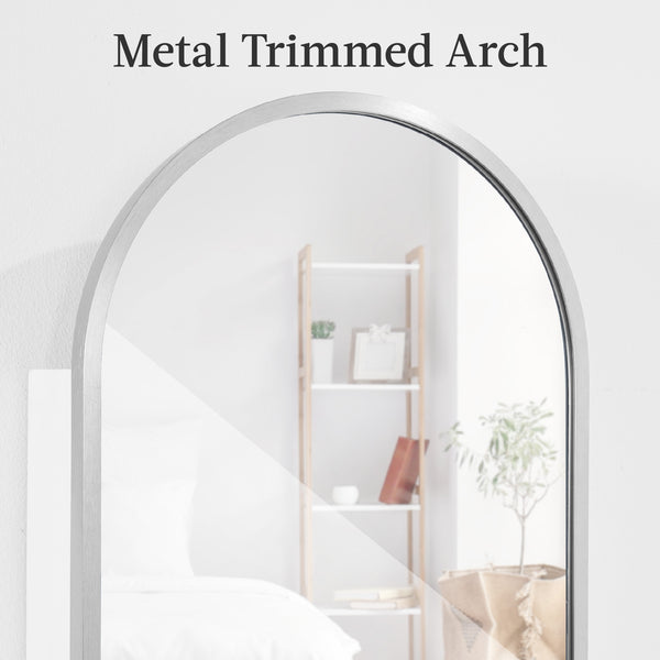 Best Choice Door/Wall Mounted Arch Mirror Jewelry Armoire W/ Metal Frame Built-In Lock