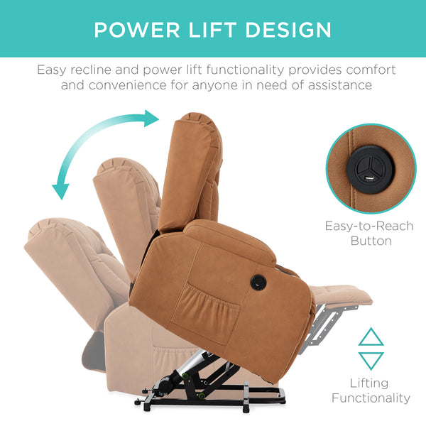 Best Choice Electric Power Lift Recliner Massage Chair W/ Heat USB Port Cupholders