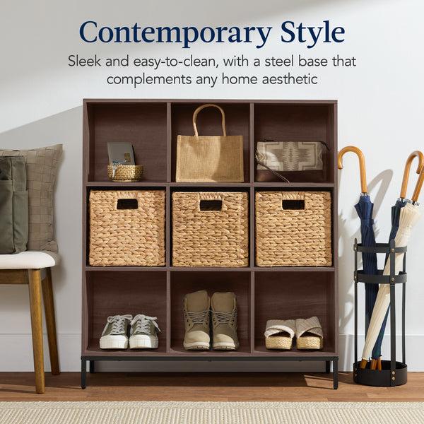 Best Choice Elevated 9-Cube Storage Organizer 11in Bookshelf W/ Metal Legs