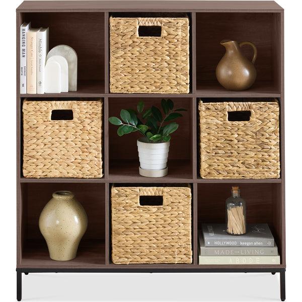 best choice Elevated 9-Cube Storage Organizer 11in Bookshelf w/ Metal Legs
