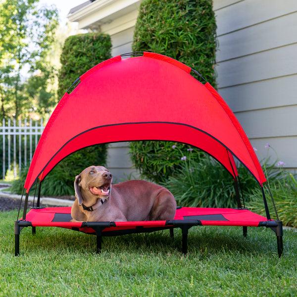 Best Choice Elevated Cooling Dog Bed Outdoor Pet Cot W/ Canopy Carry Bag - 48in