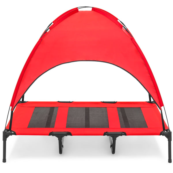 Best Choice Elevated Cooling Dog Bed Outdoor Pet Cot W/ Canopy Carry Bag - 48in