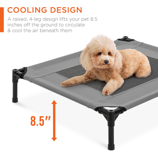 Best Choice Elevated Cooling Dog Bed Outdoor Pet Cot W/ Canopy Carry Bag - 30in