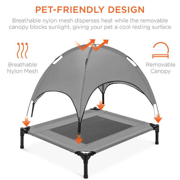 Best Choice Elevated Cooling Dog Bed Outdoor Pet Cot W/ Canopy Carry Bag - 30in