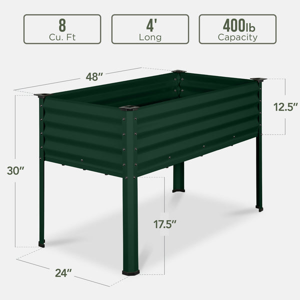 Best Choice Elevated Galvanized Metal Garden Bed W/ Corner Protectors - 48x24x30in
