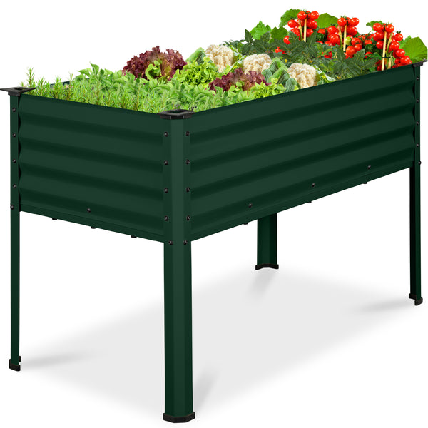 best choice Elevated Galvanized Metal Garden Bed w/ Corner Protectors - 48x24x30in