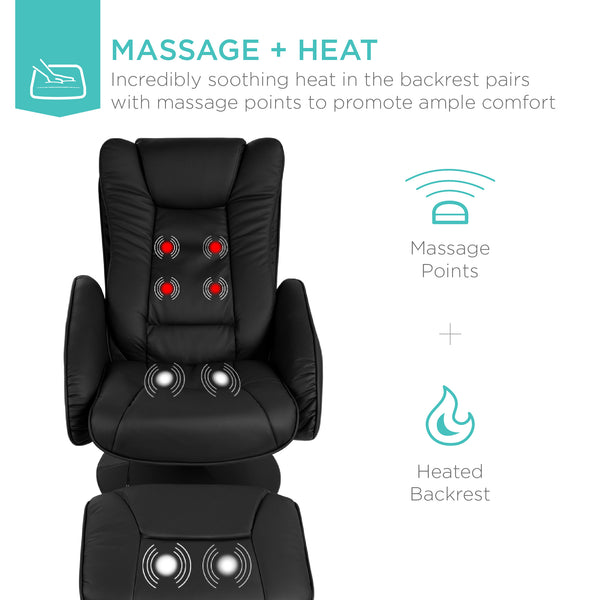 Best Choice Faux Leather Electric Massage Recliner Chair W/ Stool Ottoman Remote