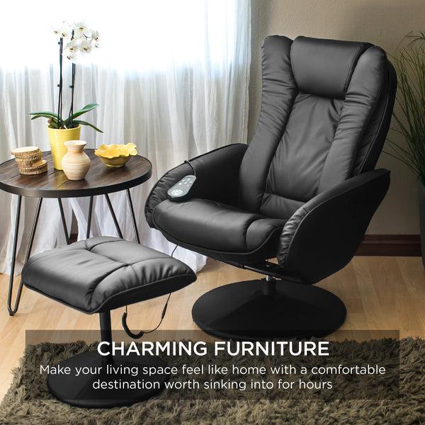 Best Choice Faux Leather Electric Massage Recliner Chair W/ Stool Ottoman Remote
