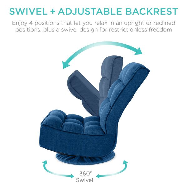 Best Choice Folding Floor Gaming Chair W/ 360-Degree Swivel 4 Adjustable Positions