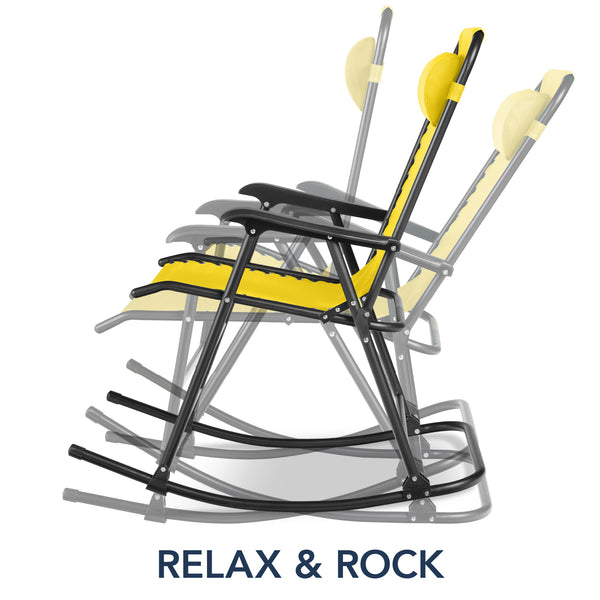 Best Choice Folding Outdoor Zero Gravity Rocking Lounge Chair W/ Headrest Pillow