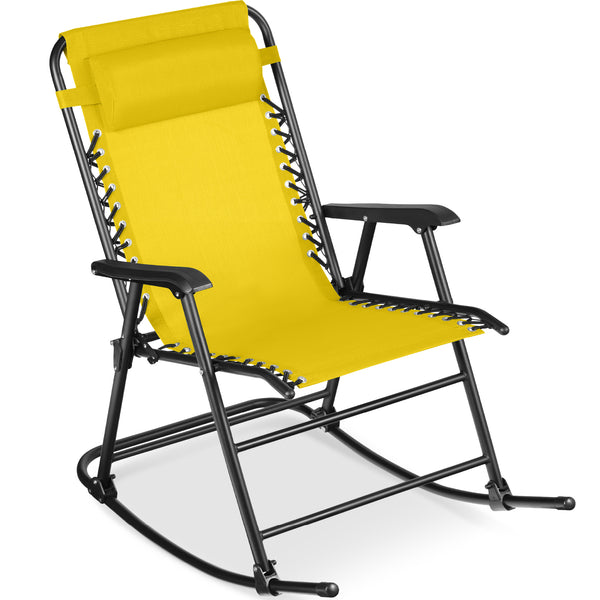 best choice Folding Outdoor Zero Gravity Rocking Lounge Chair w/ Headrest Pillow