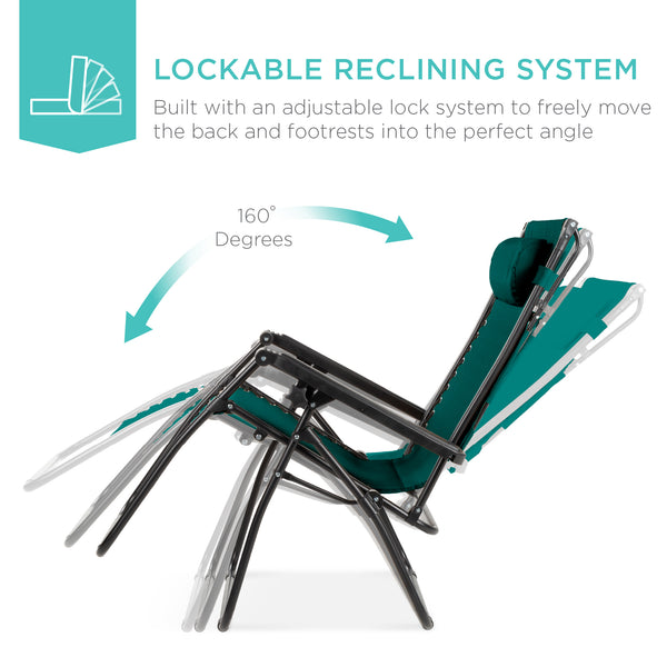 Best Choice Folding Zero Gravity Recliner Patio Lounge Chair W/ Canopy Side Tray