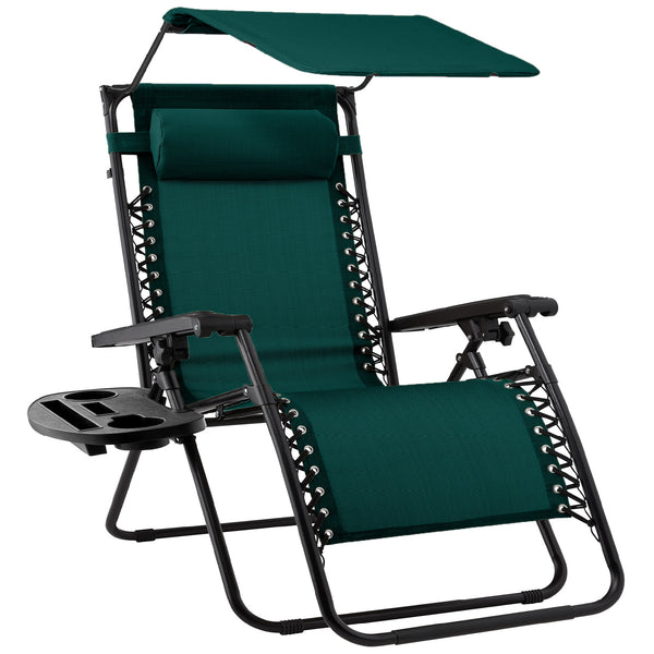 best choice Folding Zero Gravity Recliner Patio Lounge Chair w/ Canopy Side Tray