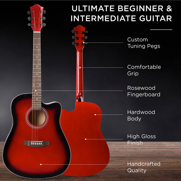 Best Choice Full Size Beginner Acoustic Guitar Set With Case Strap Capo - 41in