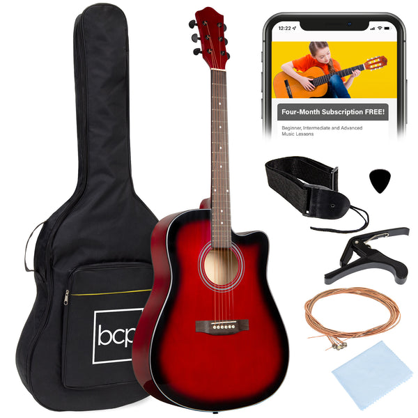 best choice Full Size Beginner Acoustic Guitar Set with Case Strap Capo - 41in