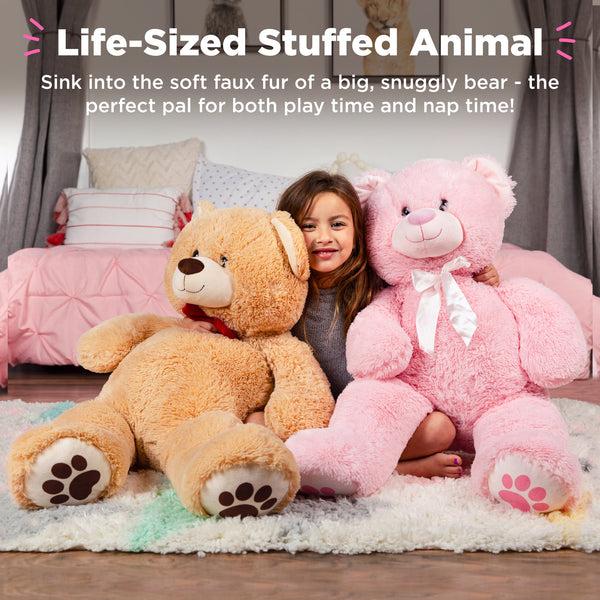 Best Choice Giant Plush Teddy Bear Stuffed Animal W/ Bow Tie Paw Prints - 35in